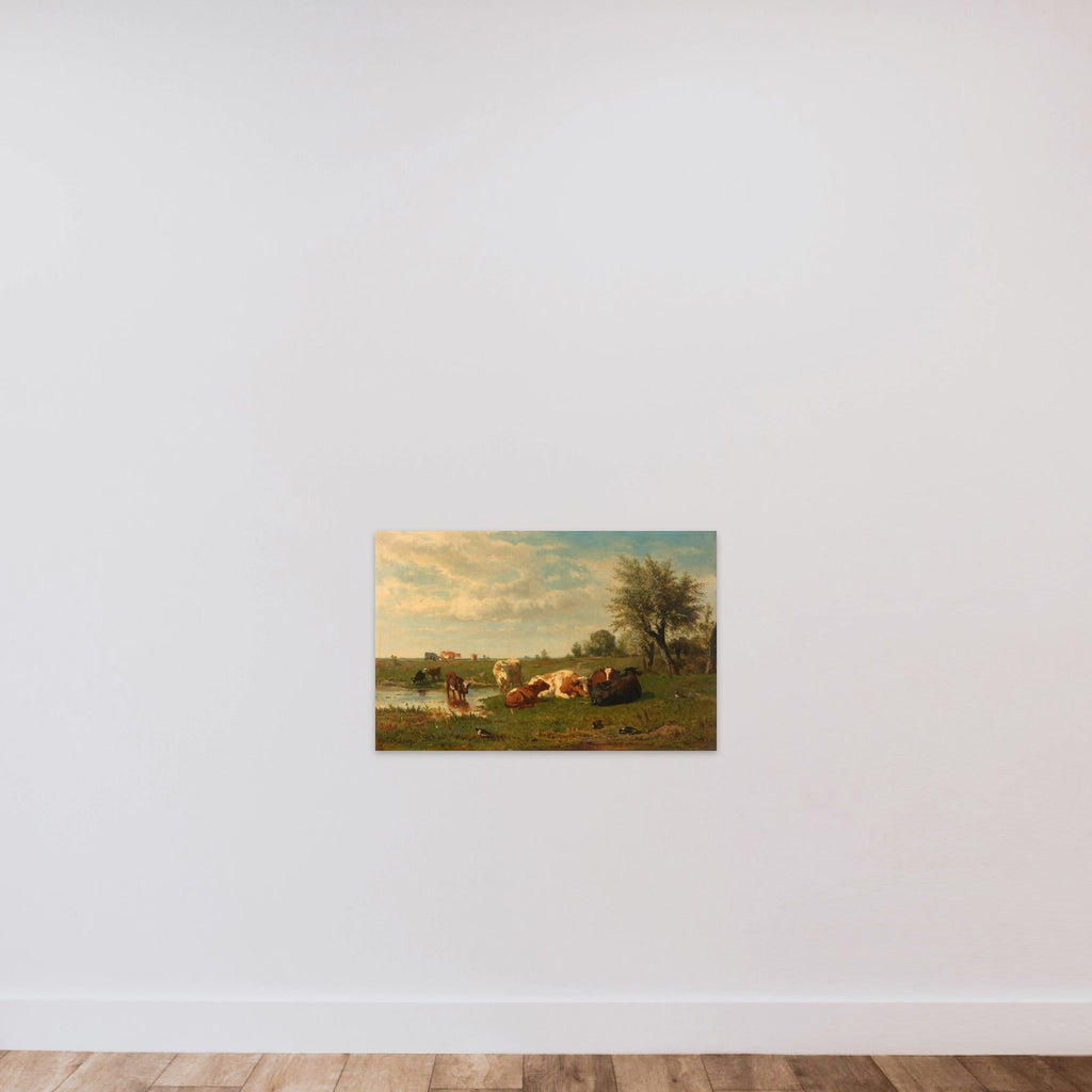Cows in the Meadow unframed — shown to scale