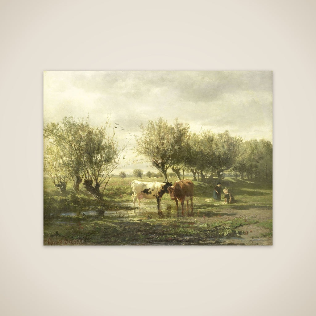 Cows at a pond unframed print