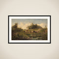 Cows at a Pond framed
