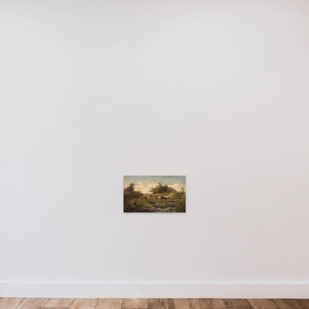 Cows at a Pond unframed — shown to scale