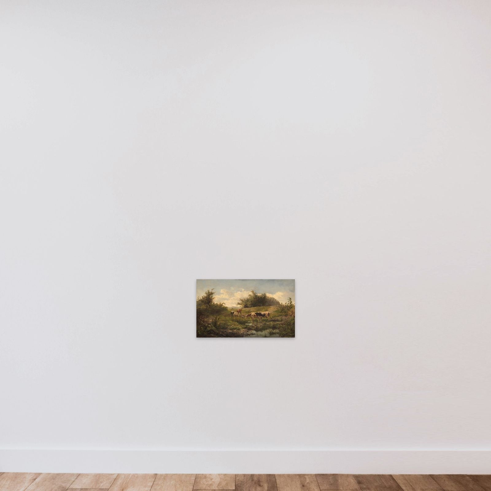 Cows at a Pond unframed — shown to scale