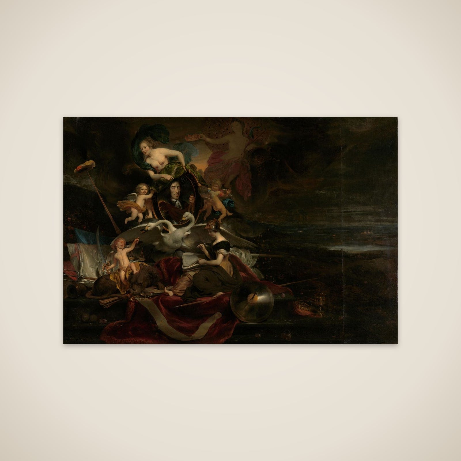 Allegory on the Dutch Raid on the Medway (1667), with a Portrait of Cornelis de Witt unframed print