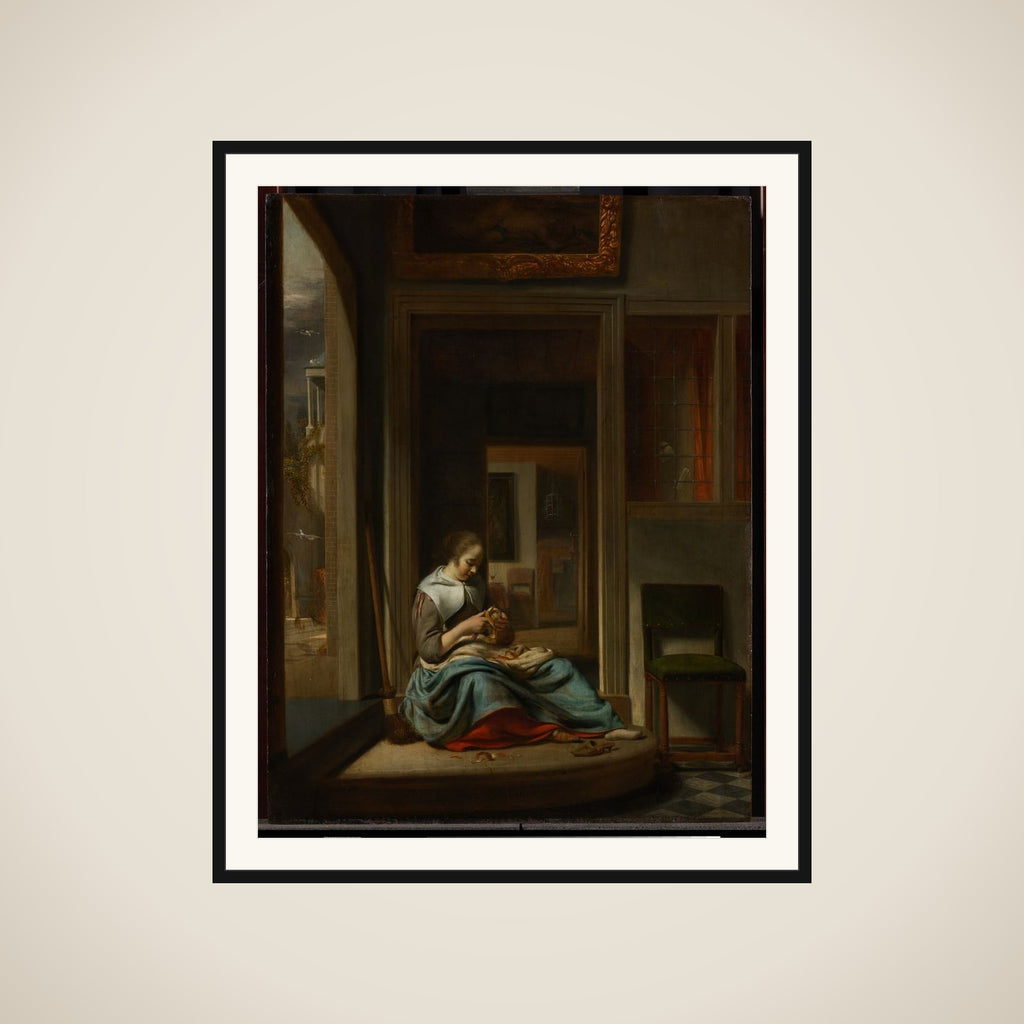 Woman Peeling an Apple framed