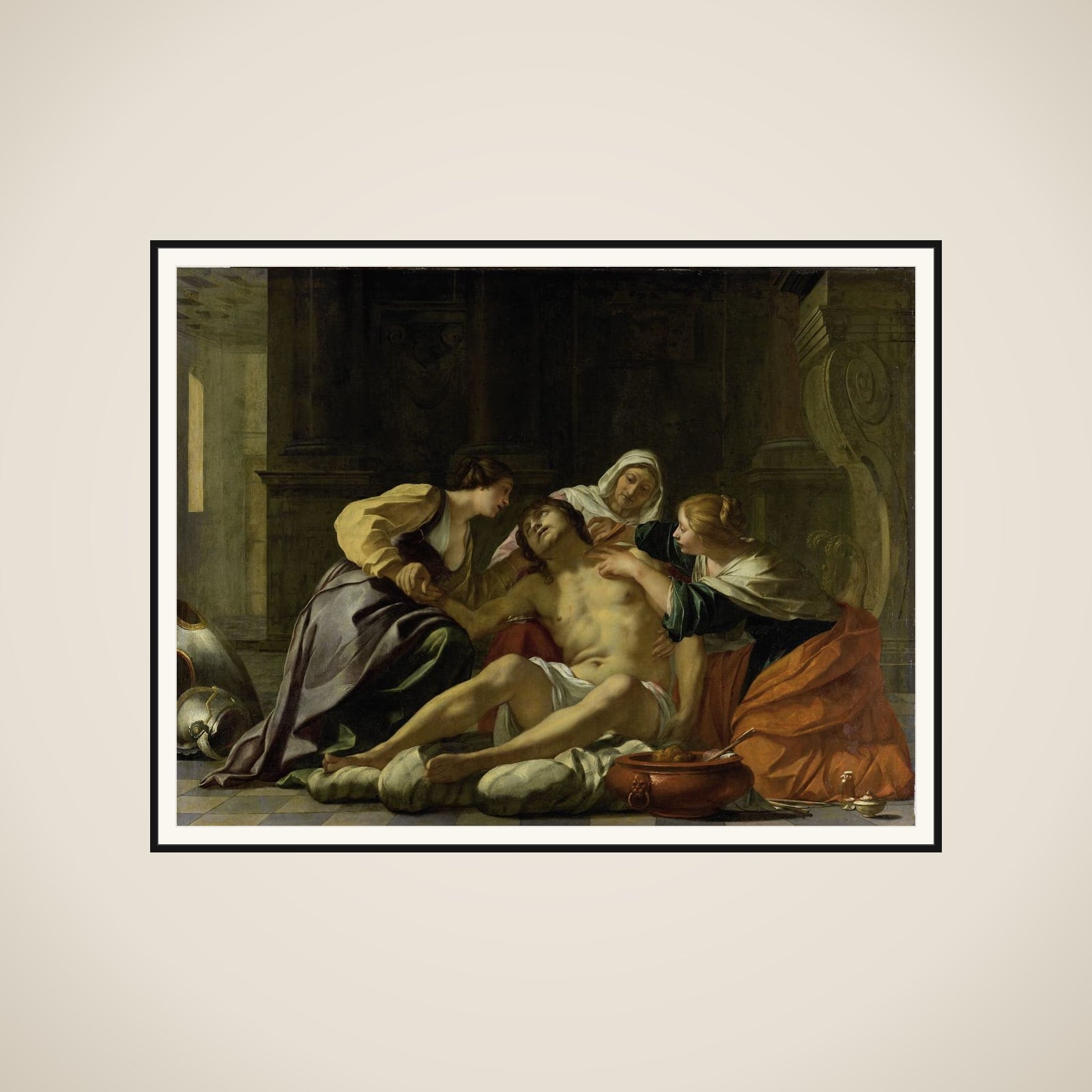 St Sebastian Nursed by Irene and her Helpers framed