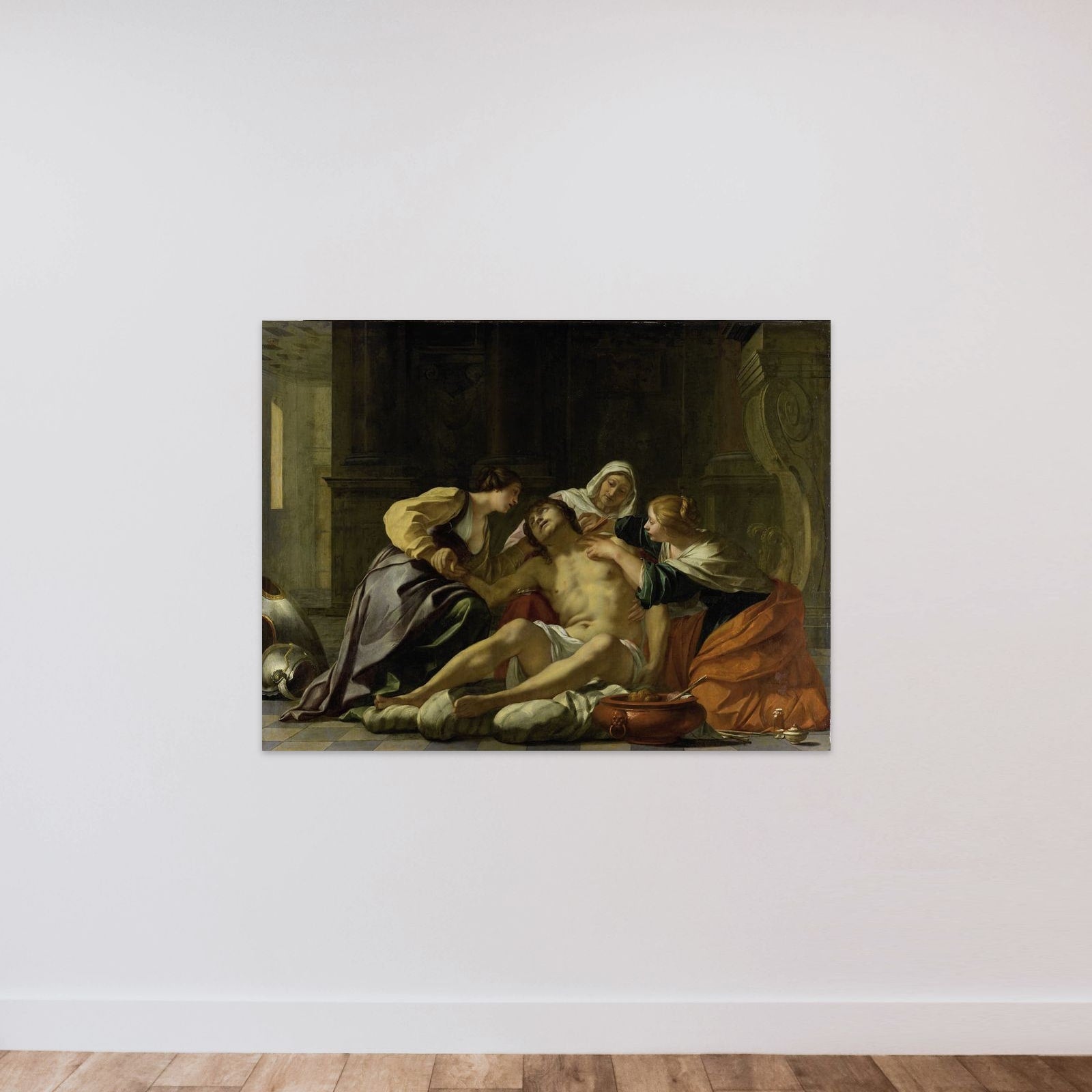 St Sebastian Nursed by Irene and her Helpers unframed — shown to scale