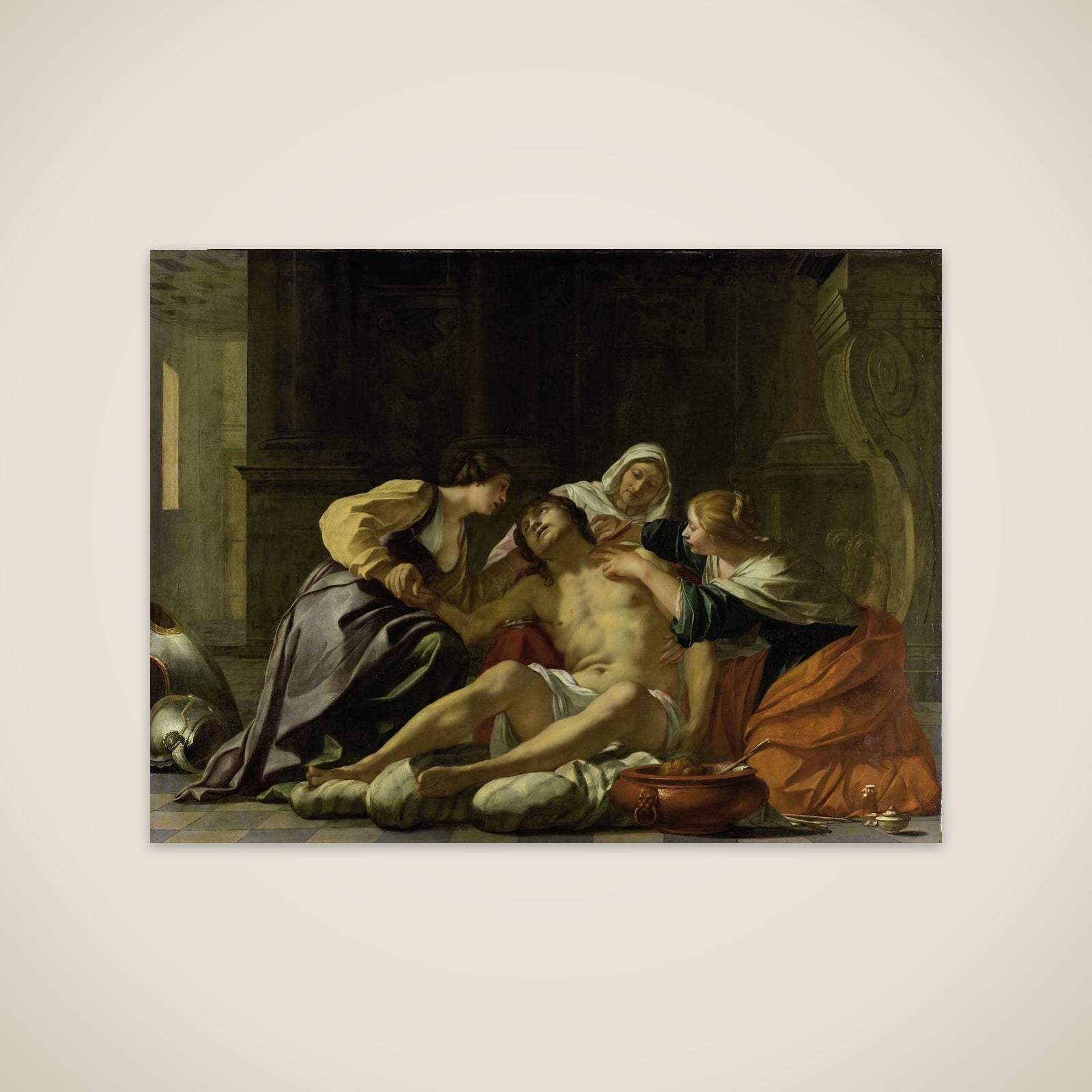 St Sebastian Nursed by Irene and her Helpers unframed print