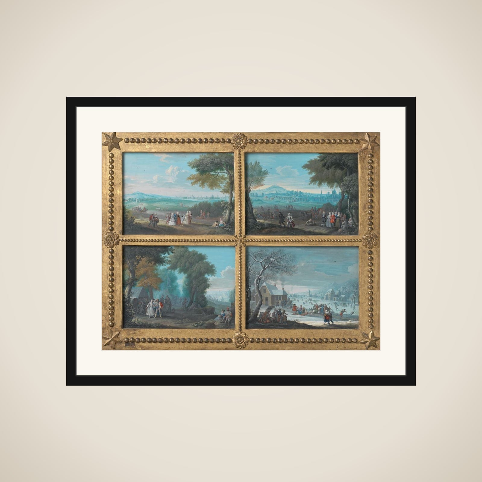 Four Landscapes, Representing the Four Seasons framed