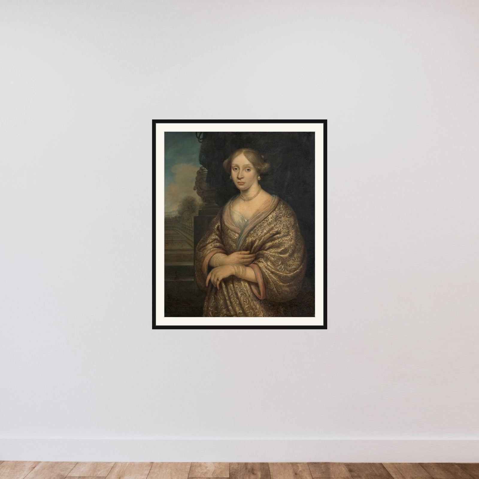 Maria van der Burght, François Leidecker's First Wife framed — shown to scale