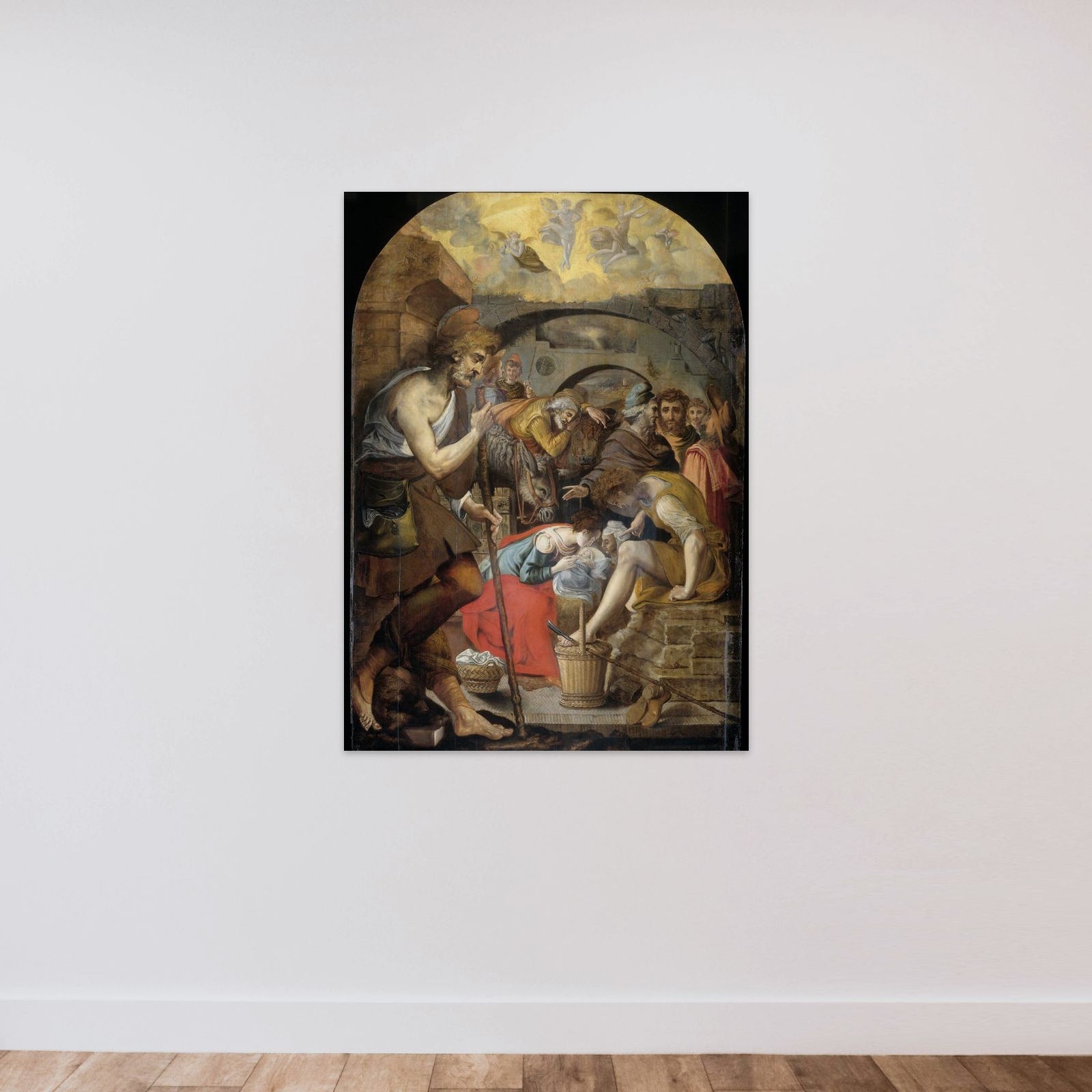 The Adoration of the Shepherds unframed — shown to scale