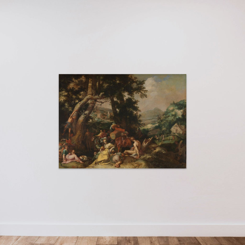 The Preaching of Saint John the Baptist unframed — shown to scale