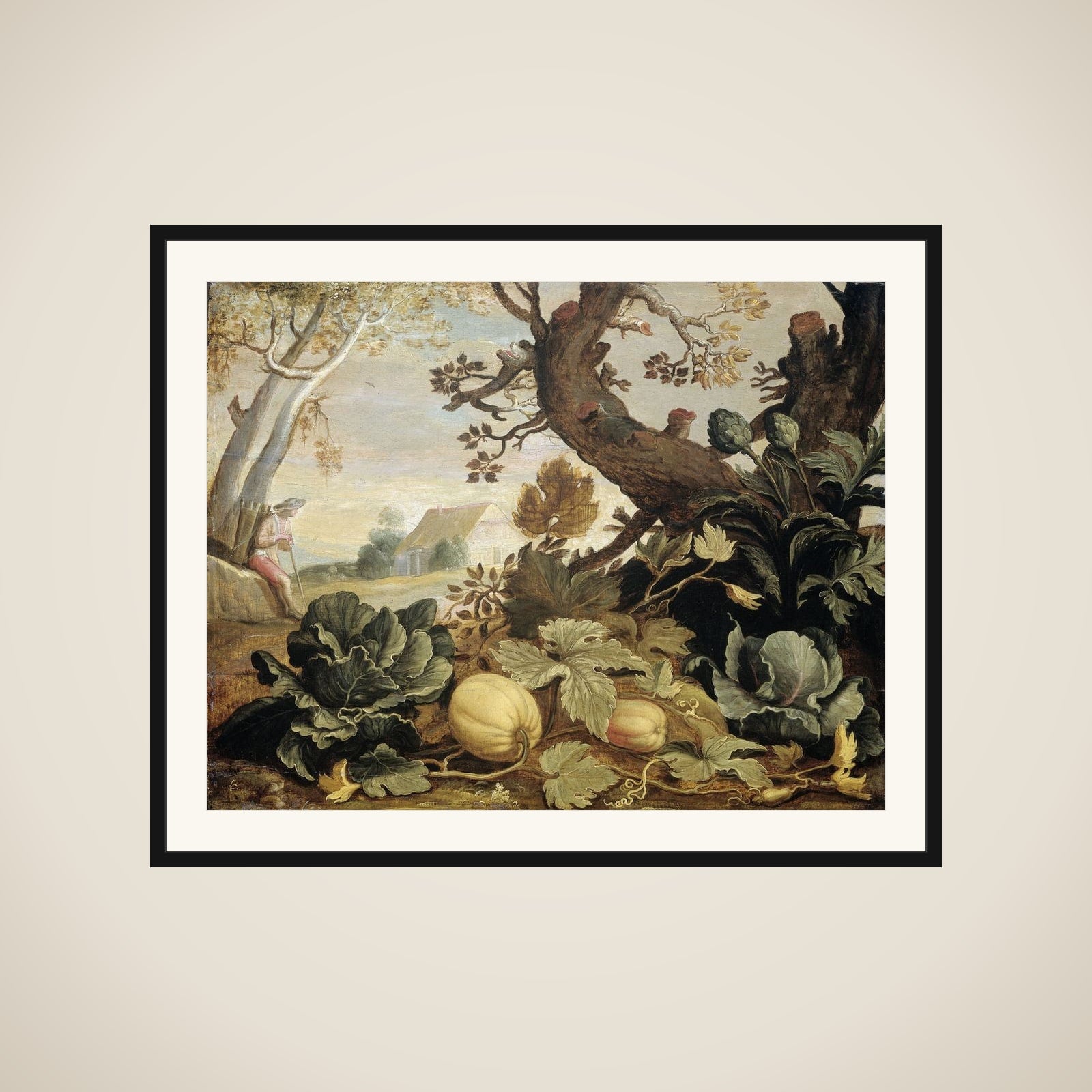 Landscape with Fruits and Vegetables in the foreground framed