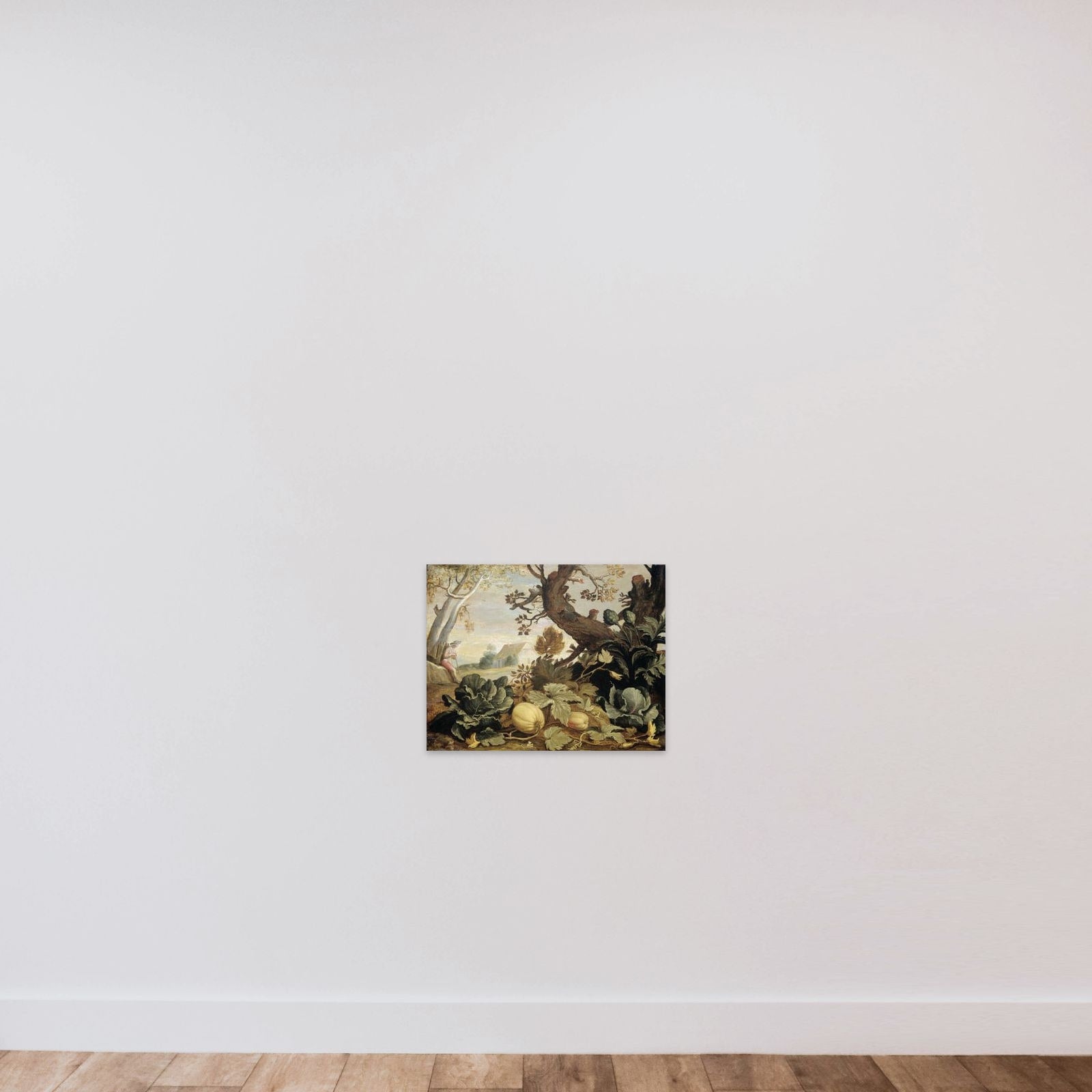 Landscape with Fruits and Vegetables in the foreground unframed — shown to scale