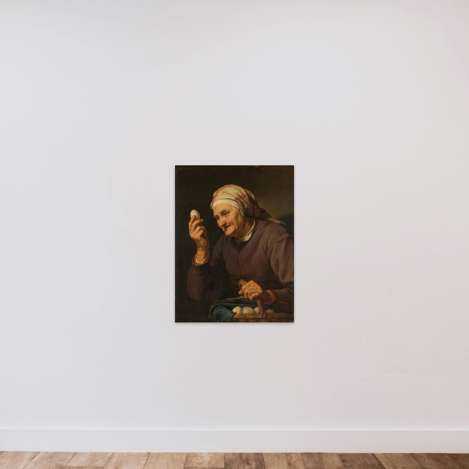 Old Woman Selling Eggs unframed — shown to scale