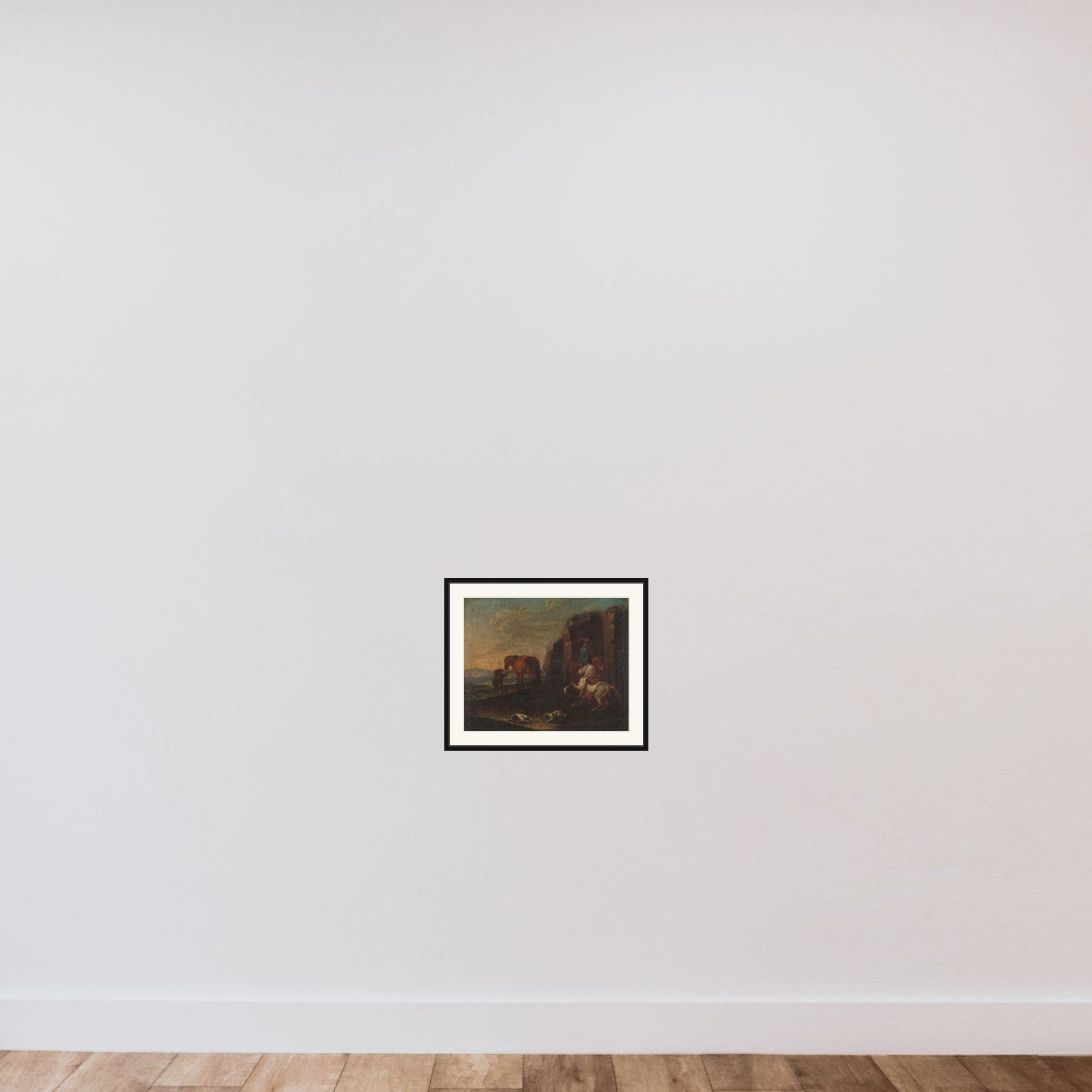 Travellers by a Ruin framed — shown to scale