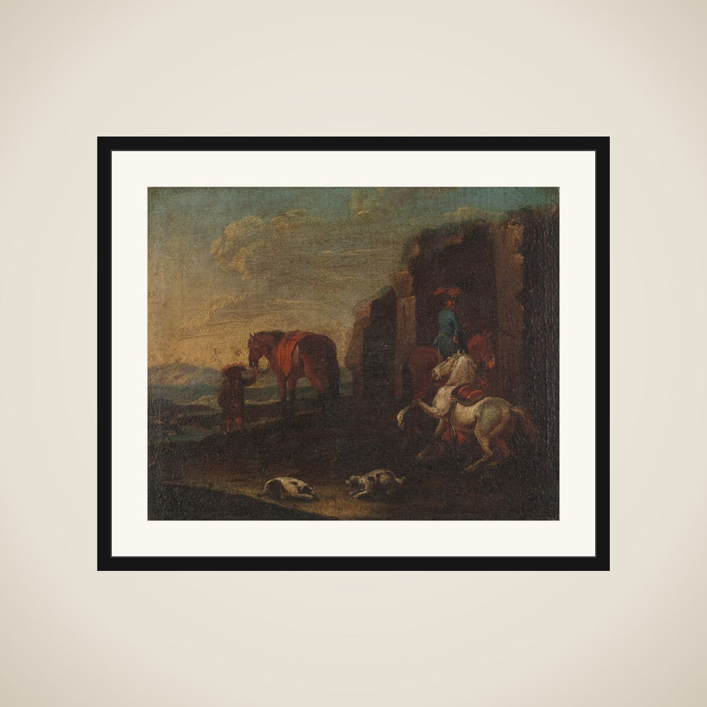 Travellers by a Ruin framed