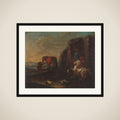 Travellers by a Ruin framed