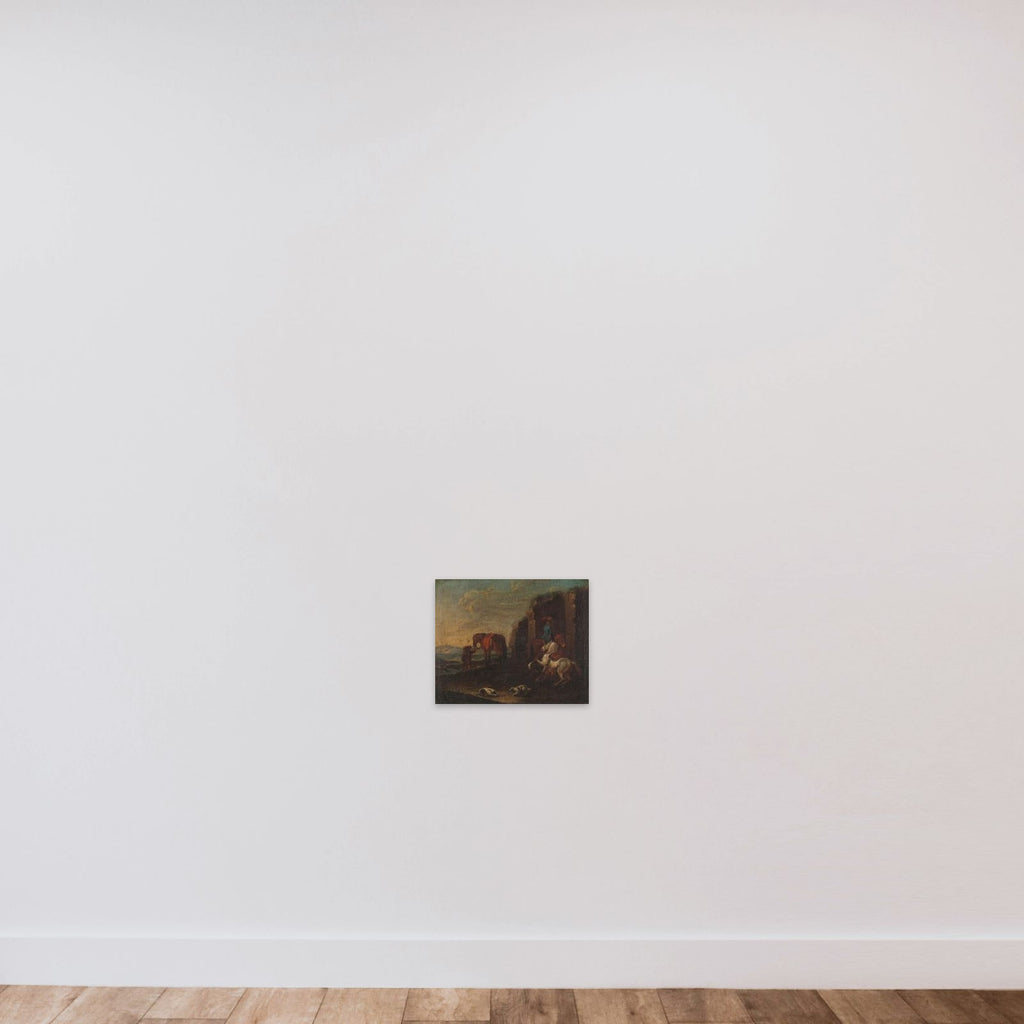 Travellers by a Ruin unframed — shown to scale
