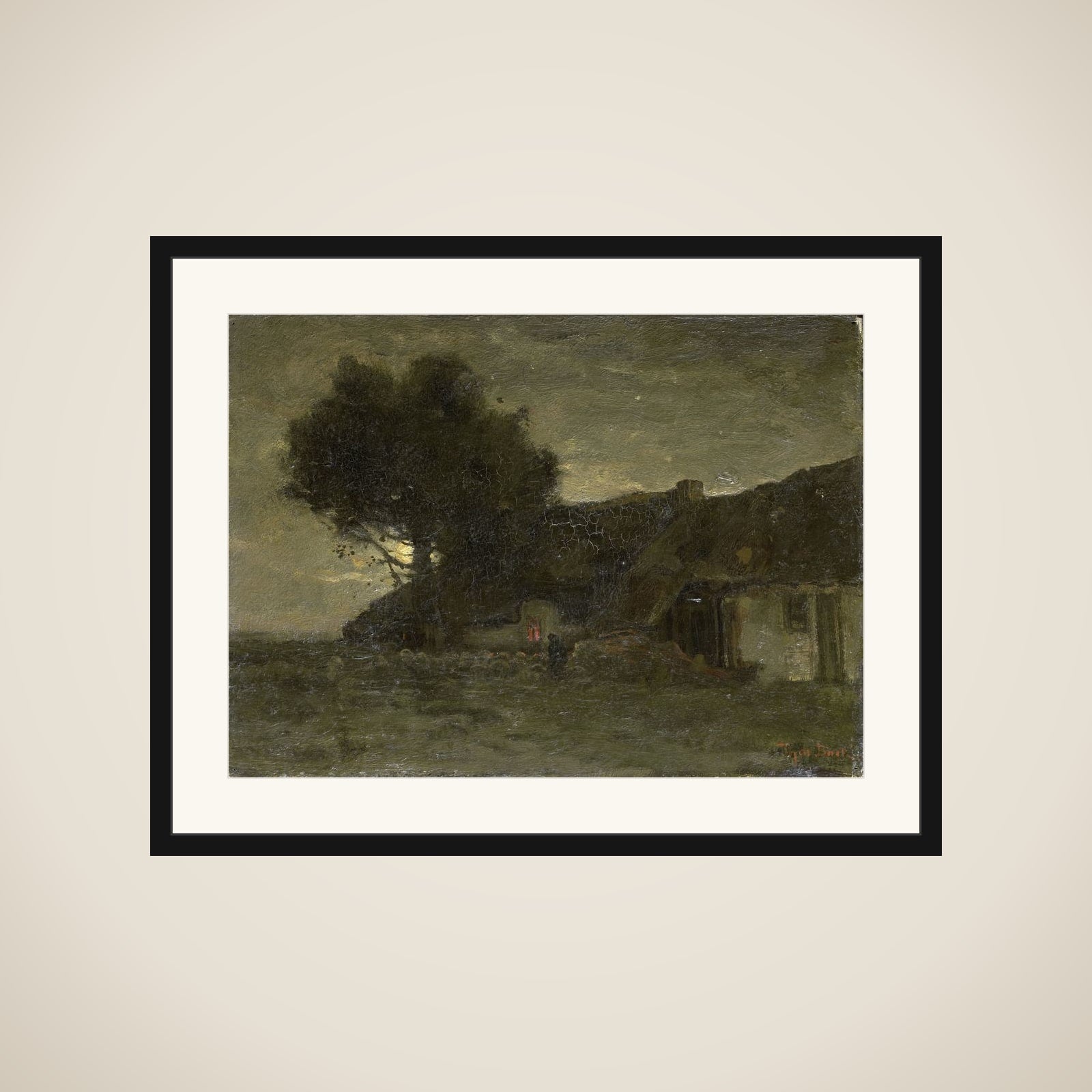 A Sheepfold at Nightfall framed