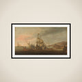 Naval Battle between Dutch Men-of-War and Spanish Galleys framed