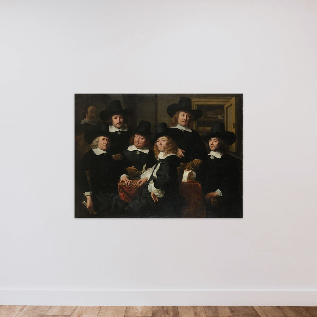 Six Regents and the Beadle of the Nieuwezijds Institute for the Outdoor Relief of the Poor, Amsterdam, 1657 unframed — shown to scale