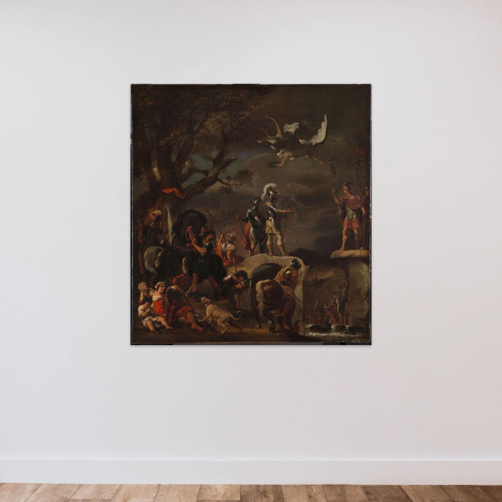 The Peace Negotiations between Claudius Civilis and Quintus Petillius Cerealis on the Demolished Bridge. unframed — shown to scale