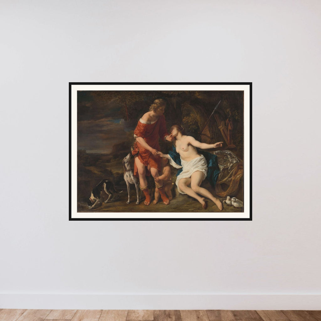 Venus and Adonis framed — shown to scale