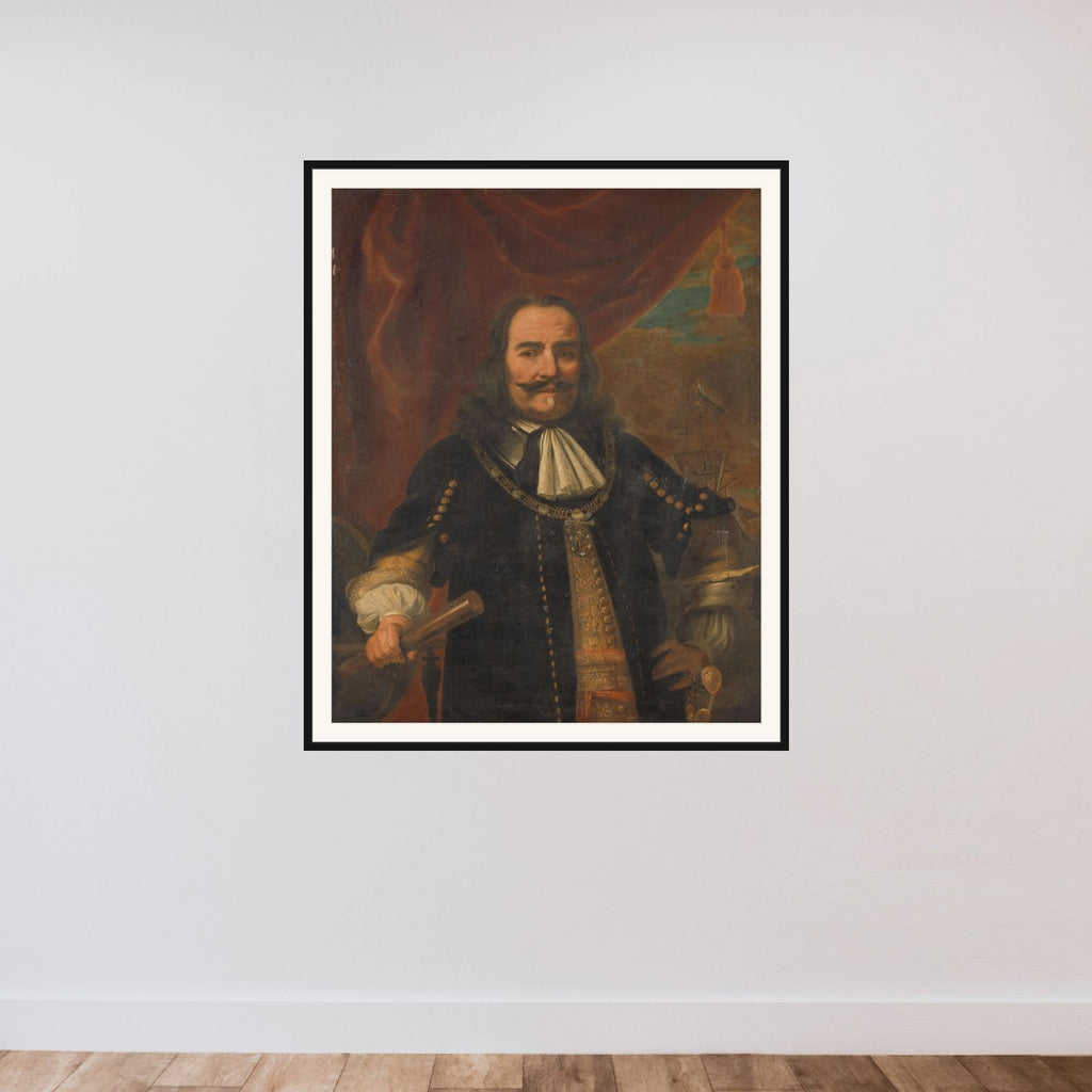 Michiel Adriaenszoon de Ruyter (1607-1676), Lieutenant Admiral framed — shown to scale
