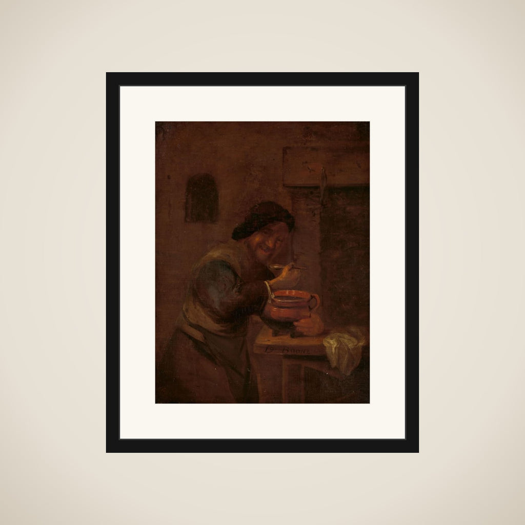 Man Eating from an Earthenware Pot framed