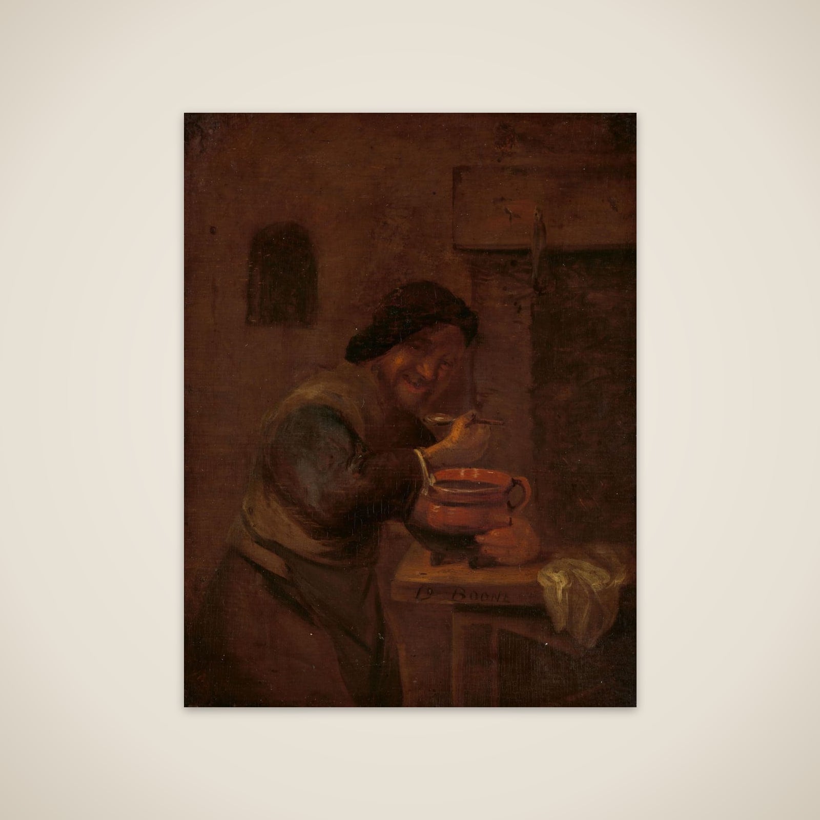 Man Eating from an Earthenware Pot unframed print