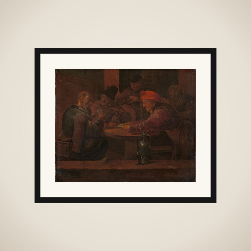 Men Playing Cards in a Tavern framed