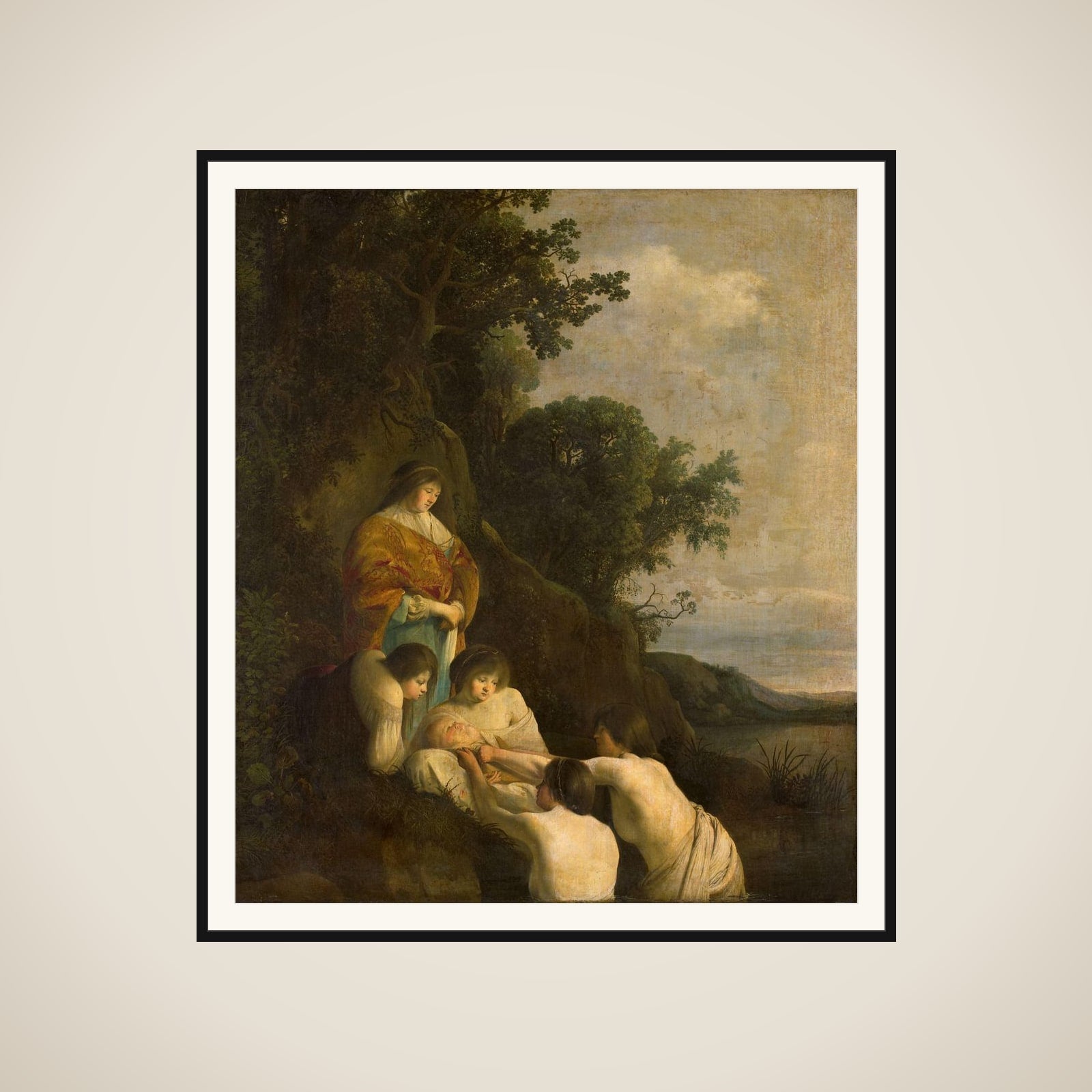 Pharaoh's Daughter Discovers Moses in the Rush Basket framed