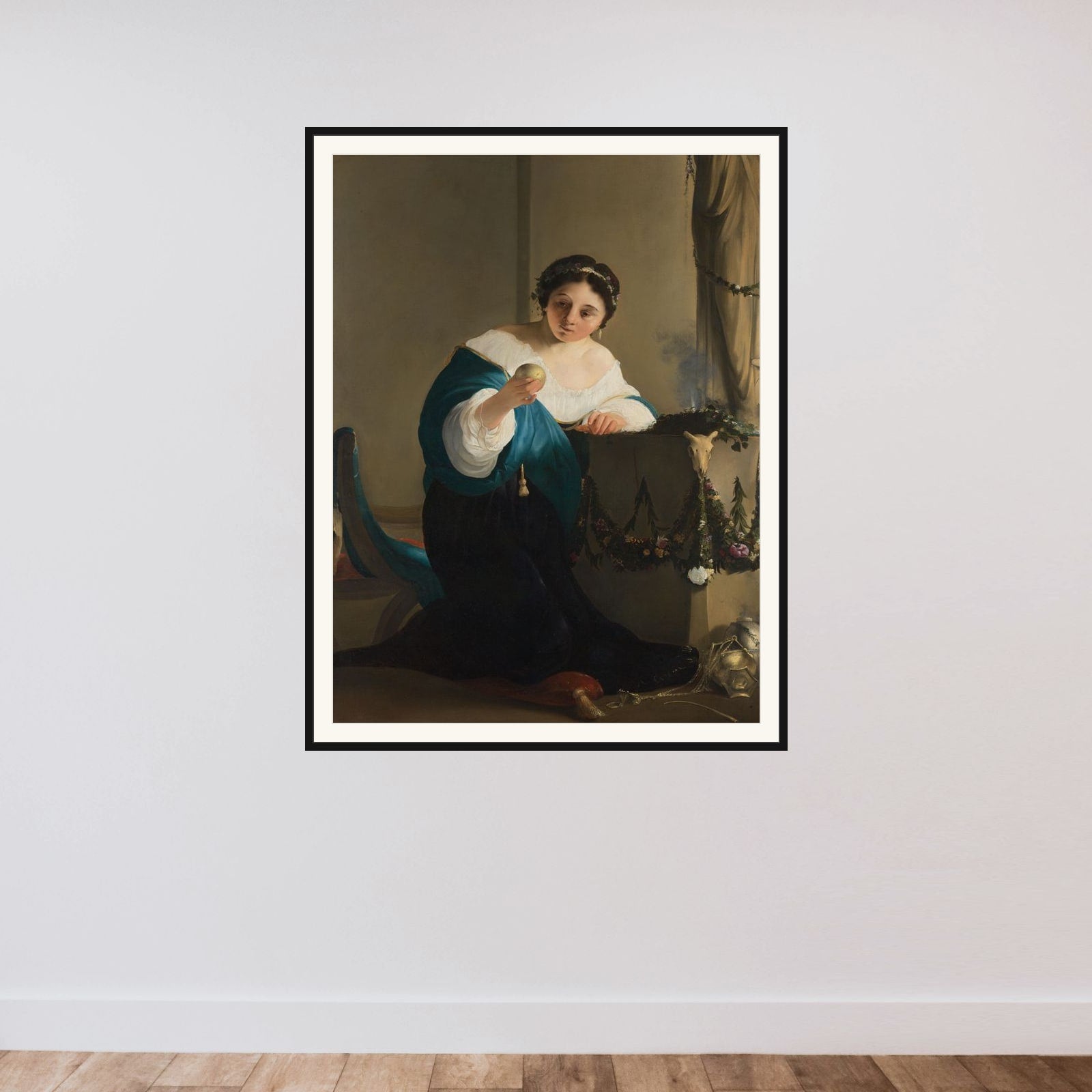 Mythological Figure, thought to be Pomona framed — shown to scale