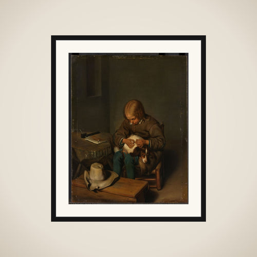 Boy Fleaing a Dog framed