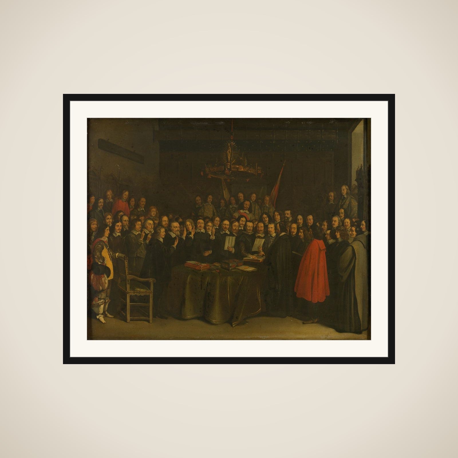 Ratification of the Peace of Münster between Spain and the Dutch Republic in the Town Hall of Münster, 15 May 1648 framed