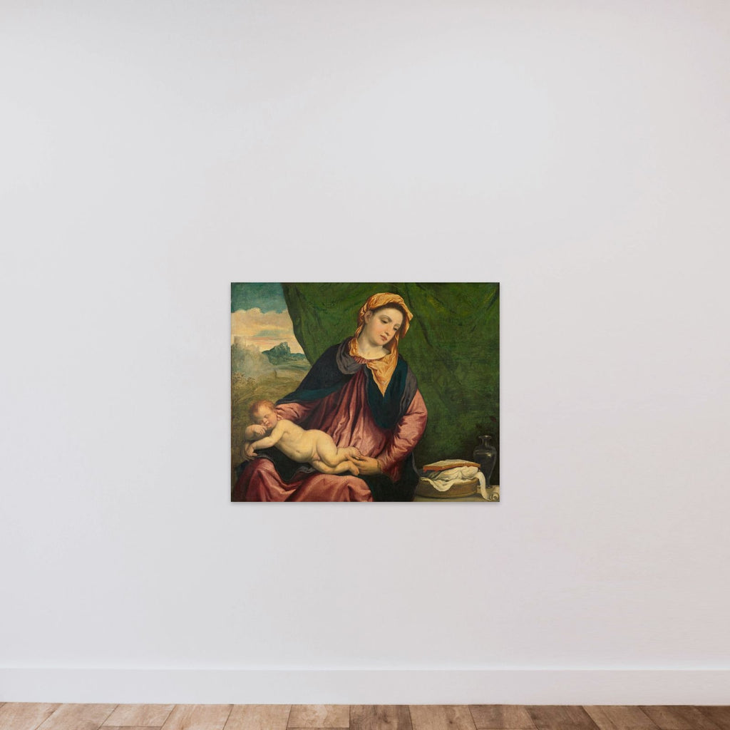 Madonna with Sleeping Child unframed — shown to scale