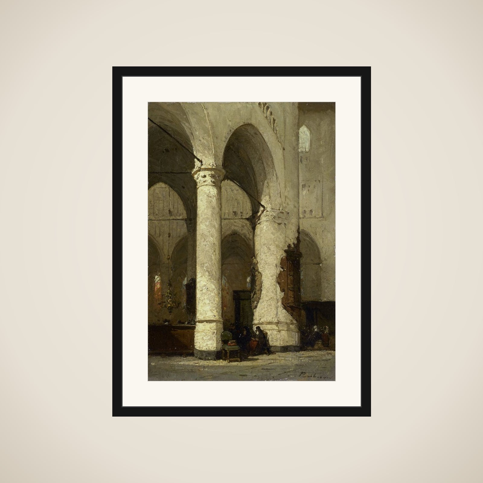 Interior of the 'Hooglandse' Church, Leiden framed
