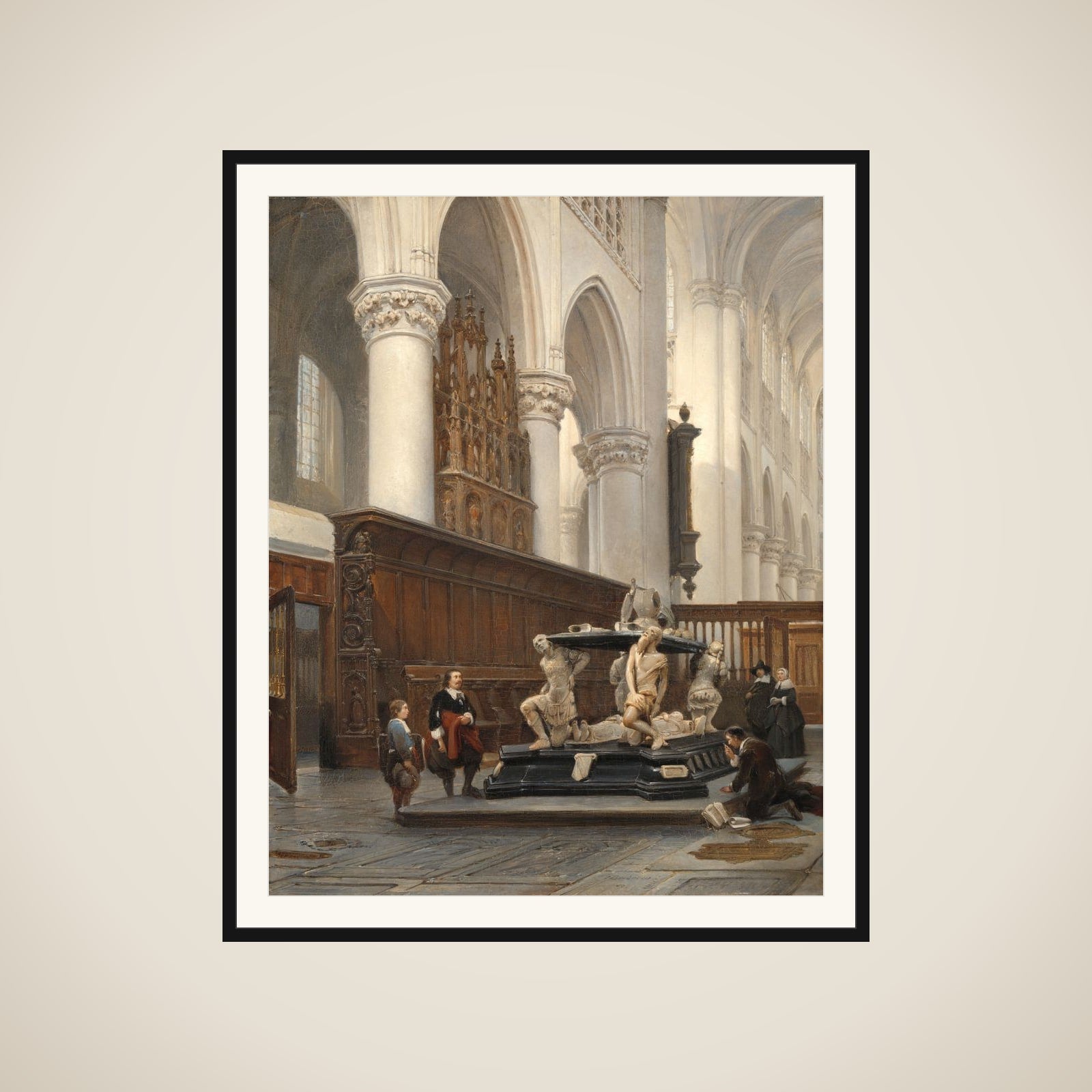 The Choir of the Church of Our Lady in Breda with the Tomb of Engelbert II of Nassau framed