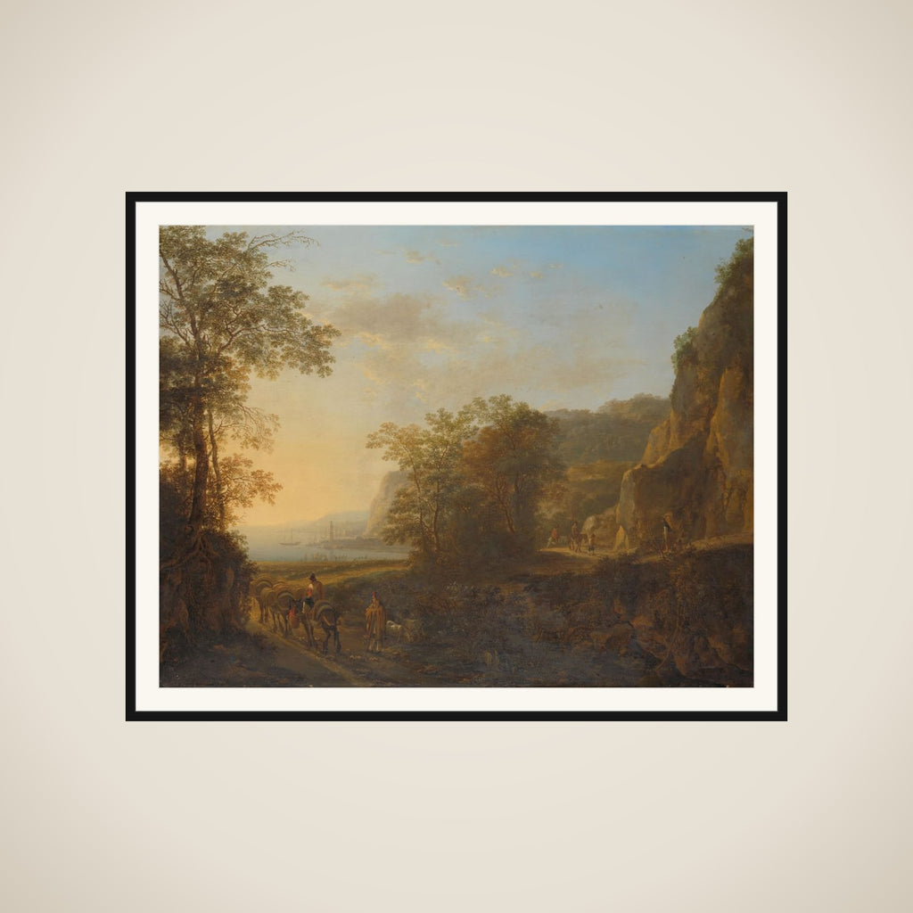 Italian Landscape with a View of a Harbour framed