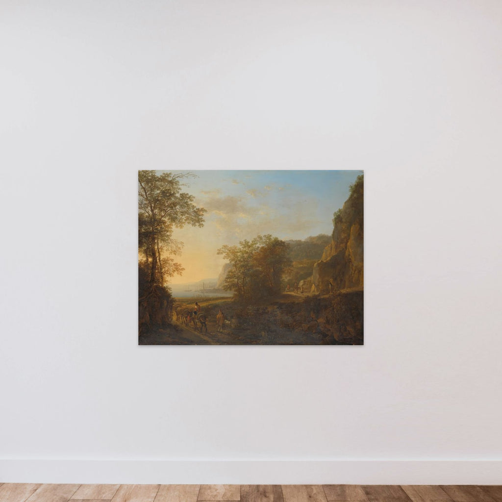 Italian Landscape with a View of a Harbour unframed — shown to scale