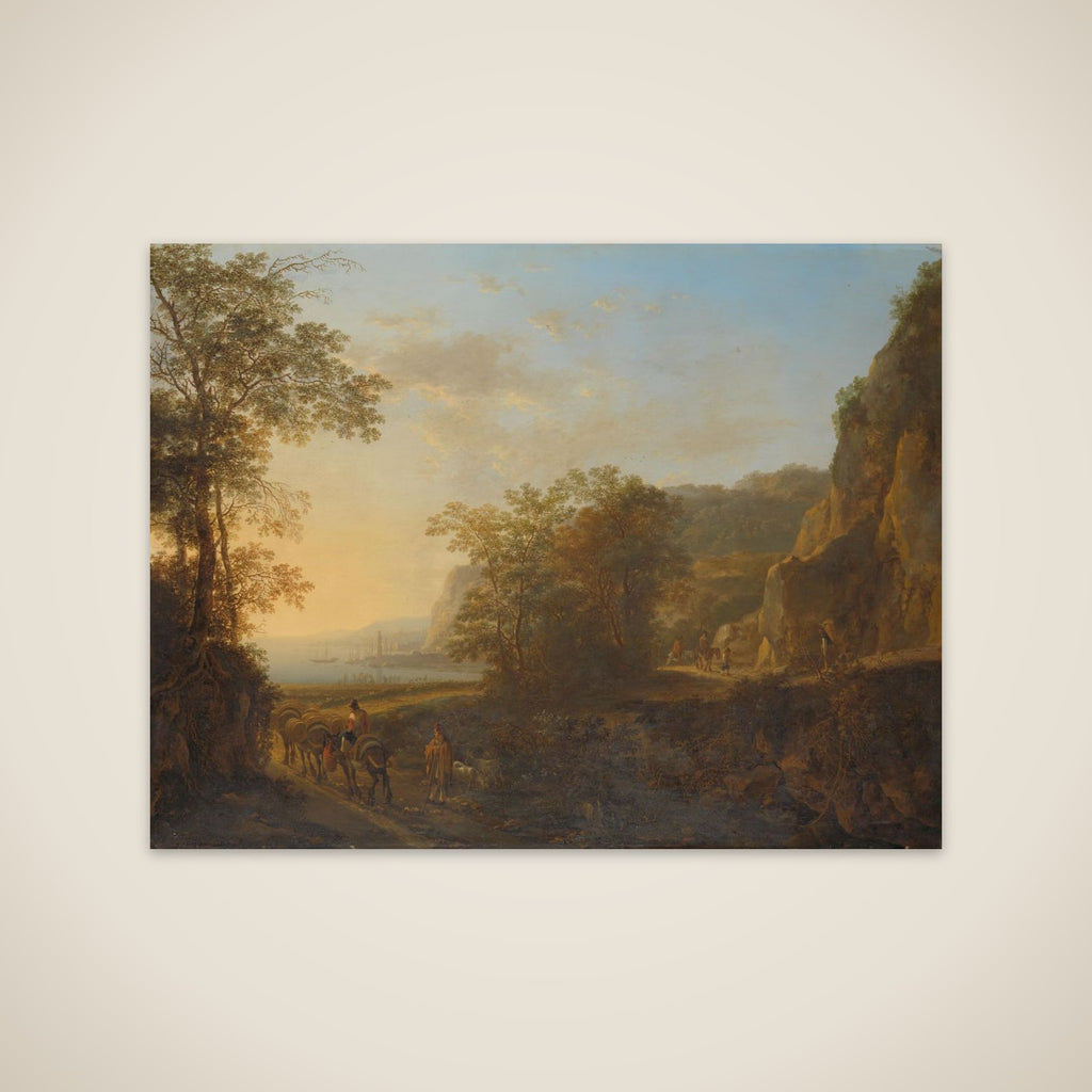 Italian Landscape with a View of a Harbour unframed print
