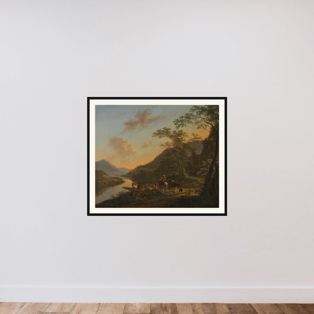 Italian Landscape with Ferry framed — shown to scale