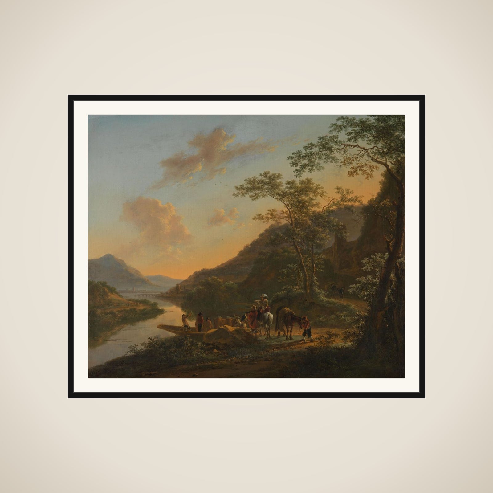 Italian Landscape with Ferry framed
