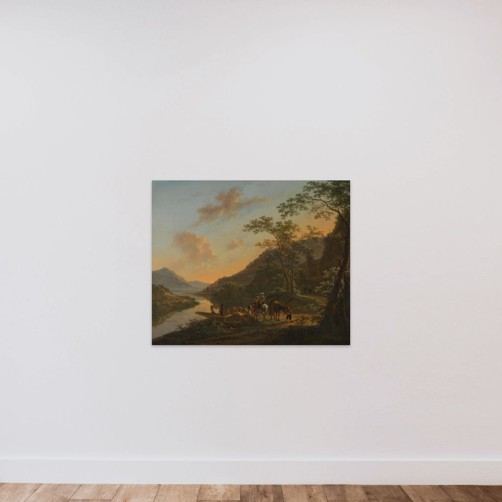 Italian Landscape with Ferry unframed — shown to scale