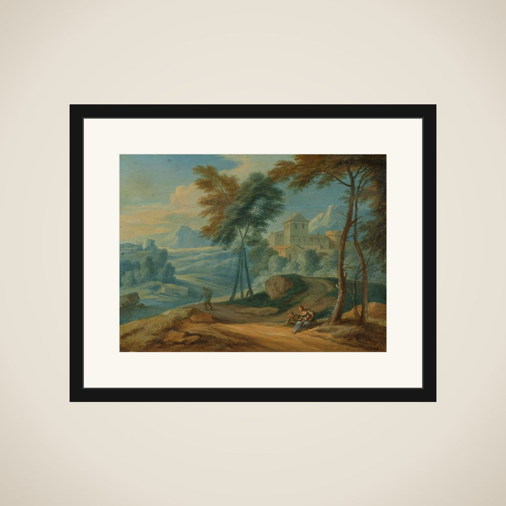 Wooded Italianate Landscape with Figures framed