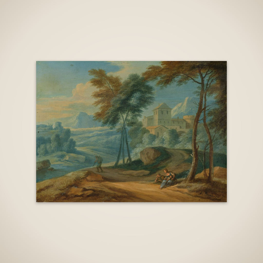 Wooded Italianate Landscape with Figures unframed print