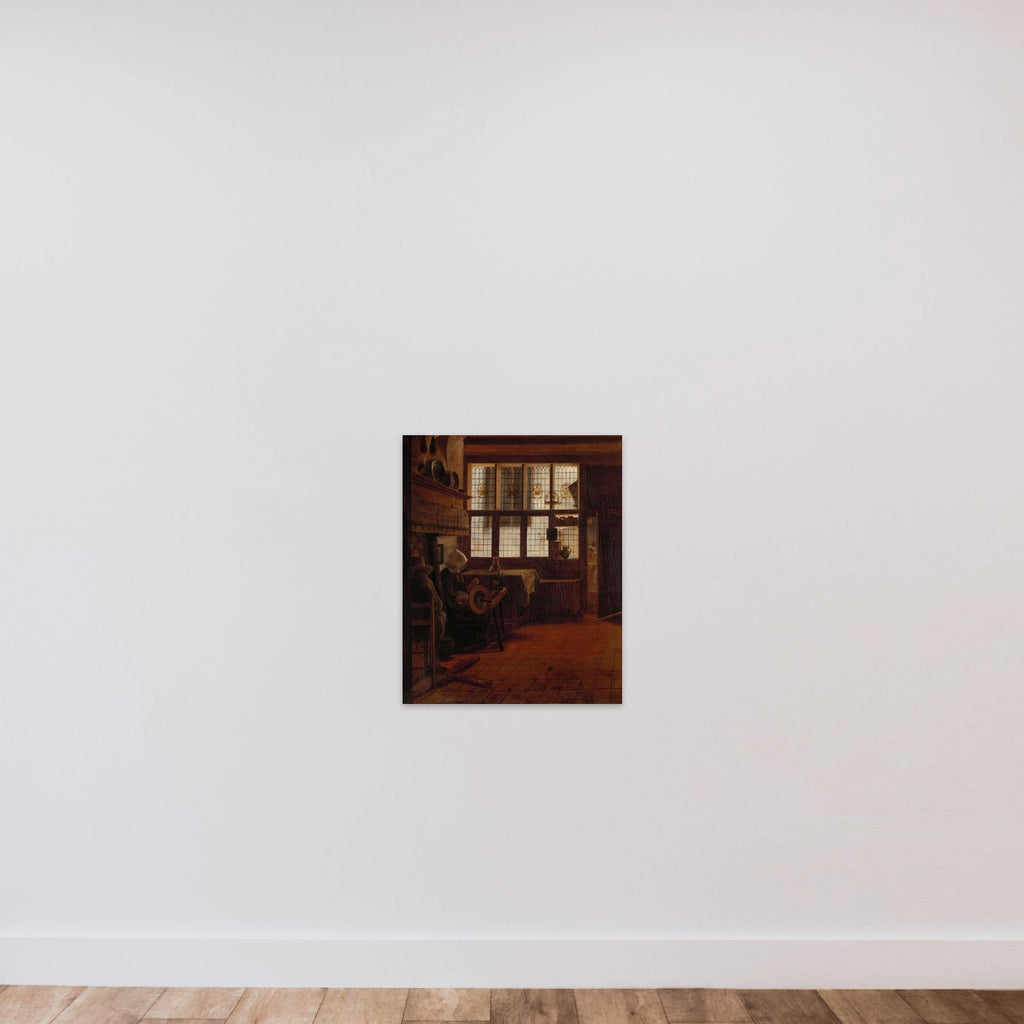Interior with Woman at the Spinning Wheel unframed — shown to scale