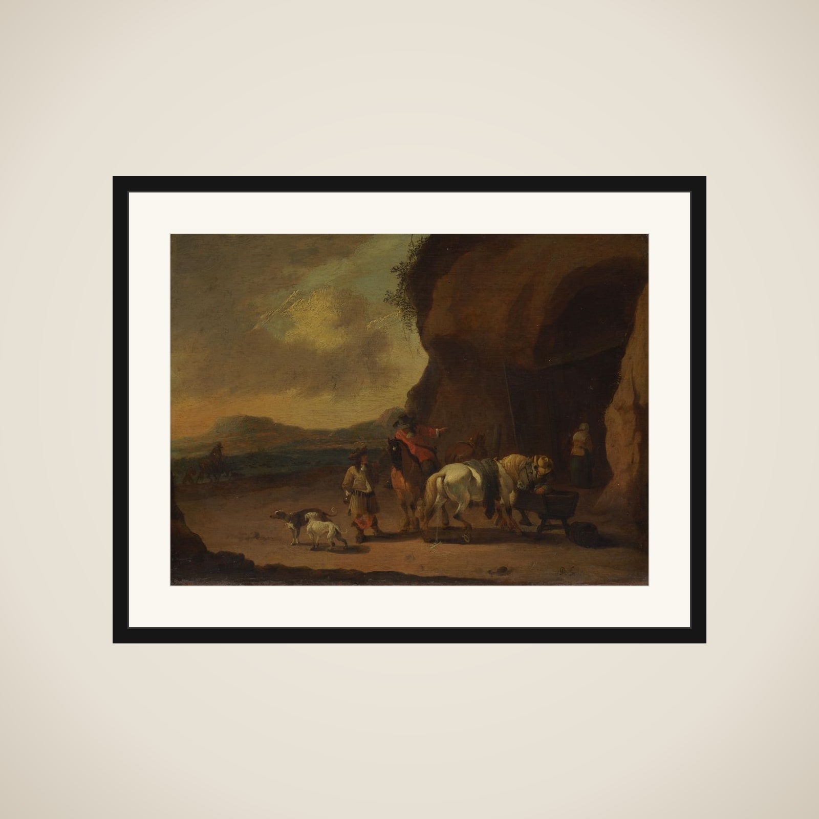 Horsemen Halted on a Mountain Pass framed