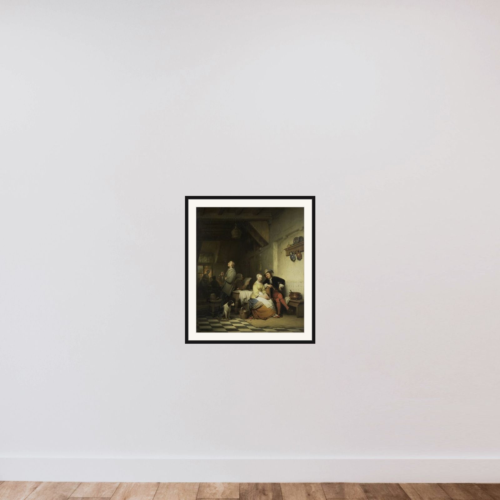Interior of an Inn, with Figures in Seventeenth-Century Costume framed — shown to scale