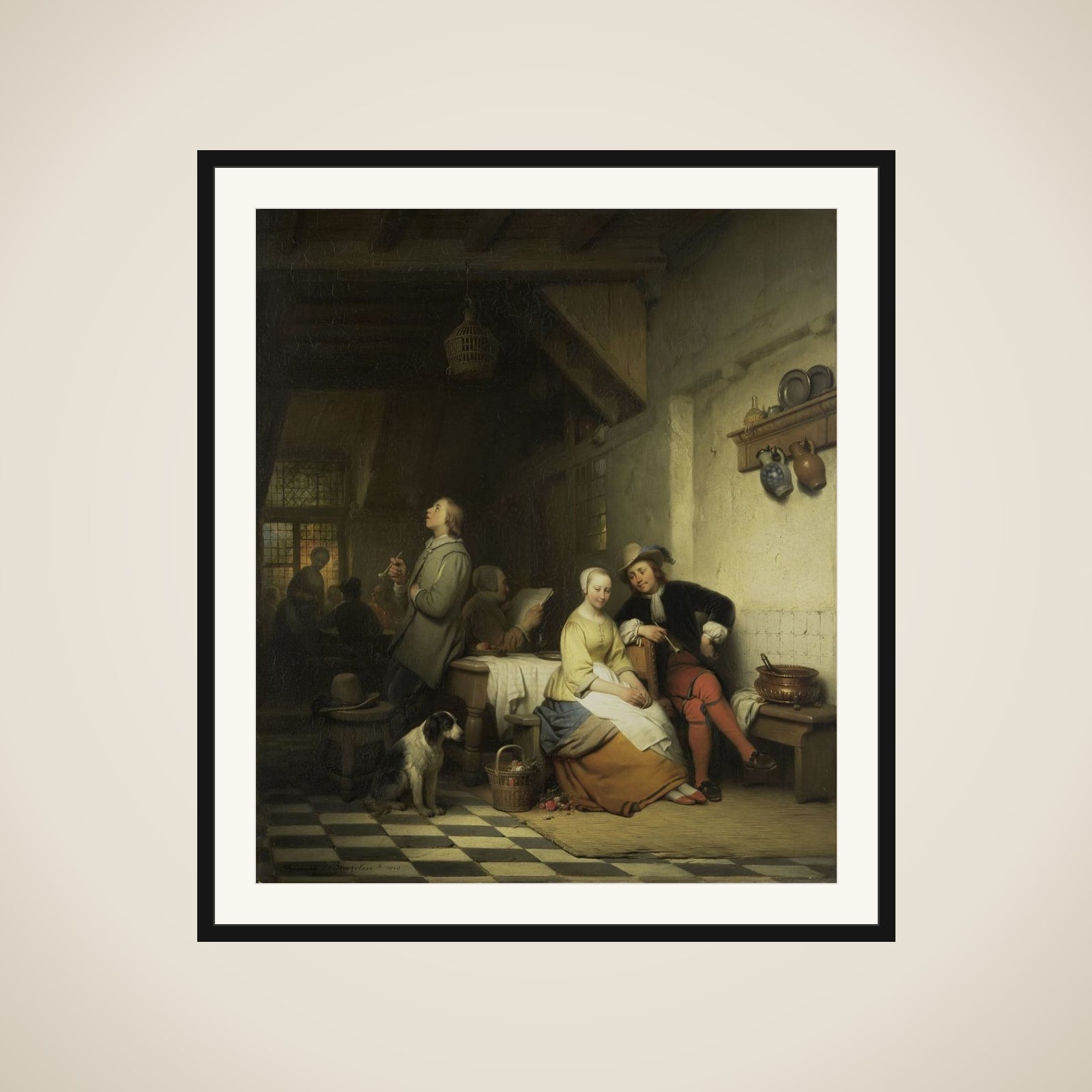 Interior of an Inn, with Figures in Seventeenth-Century Costume framed
