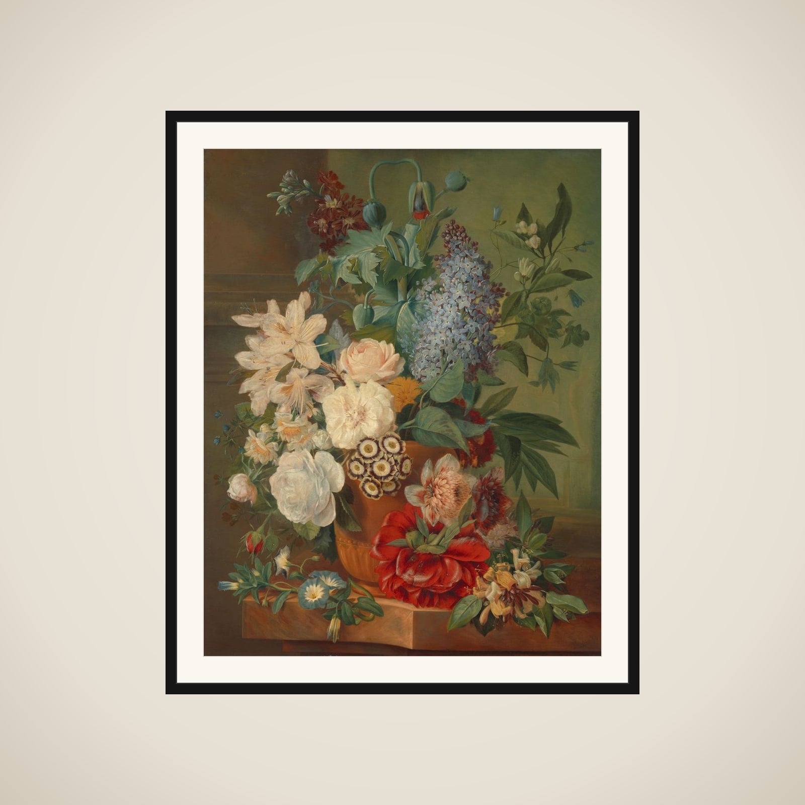 Flowers in a Terra Cotta Vase framed